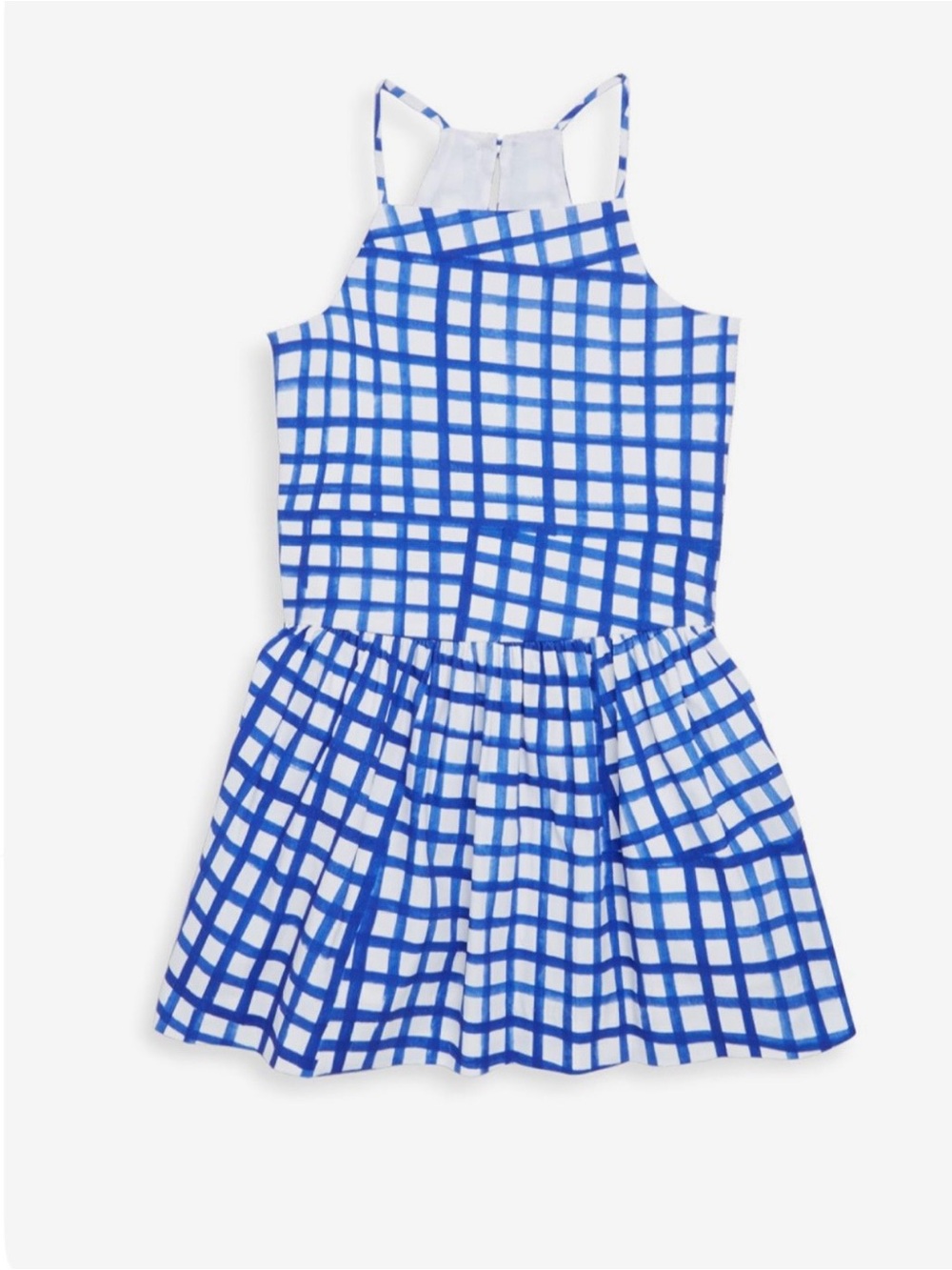 Milly Minis Girls Grid Sundress, Blue/White, 6Y